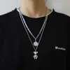 Hip hop oso explosivo extremidades móviles collar apilado de doble capa cadena de suéter larga de moda para mujer cadena de suéter con temperamento