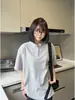 Camiseta de Manga Corta con Cuello Henry Estilo Old Money para Hombres y Mujeres, Top Casual Holgado de Verano de Alta Gama Estilo Perezoso