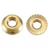 Tuerca de Brida Dentada de Latón H62 Tuerca de Brida Hexagonal Antideslizante Tuerca de Brida de Diente de Flor Antiaflojamiento M3M4M5M6