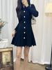 Vestido Preto Básico Estilo Hepburn Retrô para Pessoas Baixas Outono e Inverno 2024 Vestido Tricotado Moda Elegante Saia A-Line