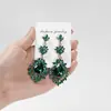 Pendientes Amazon transfronterizos, extragrandes, electrochapados, elegantes, de estilo largo, con un toque de alta gama, adornados con borlas y pedrería negra