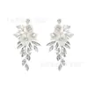 Venta Caliente Transfronteriza Pendientes de Novia Diseño Original de Moda para Mujer Flor de Cerámica Diamantes de Imitación Aleación Accesorios para Pendientes Venta al por Mayor