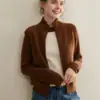 Chaleco tejido casual simple de estilo "old money" vintage francés con cremallera para mujer, adecuado para usar en capas en otoño e invierno