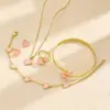Conjunto de joyería en forma de corazón más vendido transfronterizo europeo y americano: pulsera con forma de corazón, pendientes, collar, anillo, juego de accesorios para mujer de varias piezas