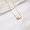 Colar Japonês e Coreano de Trevo de Quatro Folhas Duplo para Mulheres, Corrente de Clavícula de Nicho de Alto Padrão Não Desbota, Joia Versátil de Trevo de Quatro Folhas de Luxo Leve