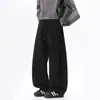 Pantalones casuales de trabajo de diseño plisado deconstruido estilo americano para hombre, verano vintage versátil sueltos rectos de pierna ancha largos