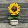 Novo Produto Acabado Criativo Feito à Mão Crochê Girassol Fio Degradê Planta em Vaso Flor de Simulação Ornamento de Mesa Presente
