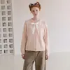Cárdigan de punto estilo universitario coreano, dos piezas falsas con corbata de lazo y vendaje, top casual suelto adelgazante para otoño para mujer
