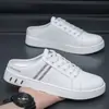 Pantuflas Zapatos de Hombre Verano Hombre talla grande Zapatos Blancos Slip-on Casuales Zapatillas de Lona Perezosas de Un Paso Sin Tacón Zapatos de Hombre