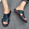 Sandalias y Pantuflas de Punta Abierta para Hombre Talla Grande 48 Transfronterizas para Casa y para Salir Zapatos para Vadear Zapatos de Playa Pantuflas de Piel de Vaca Zapatos de Hombre