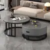Mesa de Centro Minimalista de Losa de Roca de Lujo de Gama Alta para Sala de Estar de Apartamento Pequeño Mesa de Té Modelo Popular en Casa Mesa Redonda Pequeña de Lujo Ligero Moderna Simple