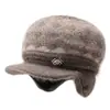 Gorro de invierno para mujer, mujer mayor, forrado de polar, cálido, gorro de lana tejido, gorro para mujer de mediana edad y mayor, gorro con orejeras de pico forrado de polar