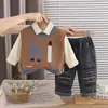 Ropa Infantil 2026 Nuevo Estilo Niños Chaleco Elegante Conjunto de Tres Piezas Bebé Primavera y Otoño Ropa Guapa de Moda