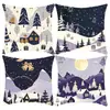Funda de Cojín Navideña de Dibujos Animados de Papá Noel de Amazon Decoración para Fiesta Navideña Cojín para Sofá Funda de Cojín para Dormitorio Mesita de Noche