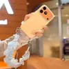 Funda de teléfono de color sólido estilo macarrón, adecuada para Apple 18 Pro Max, iPhone 17, con asa de cinta, 16, estilo coreano, 15