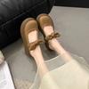 Calzado Exterior para Mujer Zapatillas de Media Pantufla con Lazo Estilo Nuevo Invierno 2025 con Falda Sandalias Mary Jane de Suela Gruesa Punta Francesa