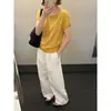 Tejido de punto de manga corta con textura de lino Mmc Verano 2026 Nuevo estilo coreano Top simple y versátil 61m61083