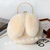 Fornecimento Transfronteiriço de Bolsa com Fivela de Pelo Sintético de Coelho, Bolsa de Pelúcia Portátil Feminina, Bolsa de Orelha de Coelho Elegante e Simples, Bolsa de Pelo