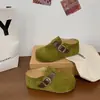 Sapatos Birkenstock que aumentam a altura sola grossa biqueira fechada chinelos de meio pé calçados femininos para exterior 2026 novos sandálias de enfiar outono sapatos únicos