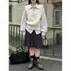 Colete de Tricô Luxi de Alta Qualidade Estilo Coreano com Gola Polo 2026 Início da Primavera Simples Camisa Colete Camada Ss968