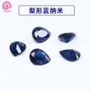 Venta al por mayor de fábrica Forma de pera Gema azul nano Forma de gota de agua Azul nano 2*3-10*14 mm Gema sintética Piedra suelta