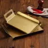 Bandeja Retangular Escandinava Placa Dourada Comercial com Duas Alças Fundo Plano Tamanho Grande Prato para Confeitaria Sobremesa Prato de Jantar Espessado