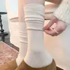 Meias Cinzas de Bezerro Estilo Coreano Meias Longas Lisas de Cor Sólida até a Coxa para Mulheres Outono/Inverno Estilo Acadêmico Japonês Meias de Lã Emagrecedoras