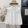 Camisa Feminina Retrô Francesa com Gola Ruffled de Auricularia, Manga Longa, Outono, Gentil, Elegante, Emagrecedora, Versátil, Top Estilo Boneca
