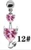 Gaby Pink Set Butterfly Heart Diamante Zircon Shambhala Coelho Duplo Umbigo Anel Navel Unha Piercing Joias