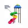 Escorregador combinado infantil para área externa, equipamento de playground para jardim de infância e comunidade, escorregador de torre dupla de plástico e balanço