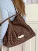 Bolsa de Tote Estilo Coreano Ins Personalidad Perezosa Estampado de Leopardo Gran Capacidad para el Trabajo y el Viaje Bolso de Hombro Único de Lona Moderno Chic