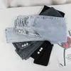 Jeans de fileira única feminino outono e inverno três botões design de cintura ultralonga senso de design cintura contraída cropped apertado calça lápis moda