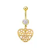 Anillo para ombligo de engranaje en forma de corazón de oro y plata, botón de ombligo, piercing de ombligo, moda coreana y americana