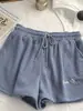 Pantalones Cortos Deportivos Casuales de Waffle para Mujer, Nuevo Estilo Coreano de Verano, Holgados de Cintura Alta, Pantalones Cortos Anchos para Casa para Estudiantes, Adecuados para Usar Afuera