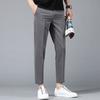 Pantalones de traje ajustados cónicos color caqui pequeños para hombre, pantalones de traje rectos ajustados pequeños, pantalones casuales de otoño para negocios