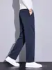 Pantalones casuales de punto rectos estilo americano para hombre de otoño, nuevos pantalones casuales rectos de algodón-poliéster para hombre 2026, otoño