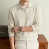Camisa Polo de Punto con Cuello de Old Money, Manga Larga para Hombre 2026 Otoño/Invierno Nueva, Casual de Negocios, Cuello Solapa, Camiseta para Hombre al por Mayor