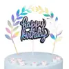 Decoración de Pastel para Hornear Brillante Láser Hierba Planta Set Tarjeta Insertable para Pastel Tarjeta Insertable Decoración de Mesa de Postres