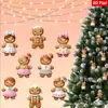 Plano 2D Set de 8 Piezas Invierno Navidad Madera Linda Casa de Jengibre Fiesta en Casa Ventana Decoración Árbol de Navidad Colgante