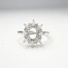 Anel de Prata S925 Personalizado Vazio Luz Aprisionada Luxo Doce Quadrado Diamante Envolto Superfície Ovo Lapidada 6x 8mm Banhado a Ouro Ouro Branco