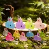 Enfeites de resina em forma de coelho luminoso em micro-paisagem, grandes e fofos, em três dimensões, para decoração de jardins com musgo.