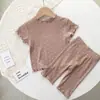 Pijama de Bebé Verano Delgado Conjunto Puntos Moda Niñas Verano Conjunto de Dos Piezas Ropa de Casa Ropa de Aire Acondicionado para Niños para Mujeres