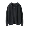 Super Quente~ Cardigan de Tricô Consinee 100% Caxemira Pura Engrossado para Mulheres, Suéter com Capuz Estilo Solto e Preguiçoso Ponto Yuanbao
