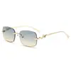 Nuevas Gafas de Sol Metálicas Sin Montura con Decoración Cuadrada de Guepardo, Gafas de Sol Versátiles de Moda para Mujer
