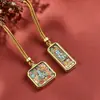 Novo Pingente Mini Thangka com Buda Amarelo da Riqueza, Tara Verde, Zaki Lhamo, Pingente Thangka Estilo Tibetano Feito de Aço Titânio