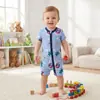 Ropa de Bebé Verano Delgada Algodón Puro Clase A Cremallera Doble Cabeza Ropa de Bebé Manga Corta Boxer Body de Bebé
