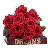 Venta al por mayor de fábrica de rosas artificiales, rosas de diamante de 9 cabezas, flores artificiales, cascada de pared de rosas, flores falsas, ramo de flores de seda