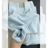 Azul Sal Marina Suave Chic Punto de Cuello Medio Alto Mujer Otoño Invierno Para Vestir Capa Base de Cuello Alto Pequeño Temperamento Top Interior