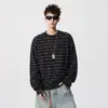 Camiseta Top Rayado Retro Americano para Hombre Otoño Nuevo Moda Casual Versátil Holgada Unisex Suéter Camiseta