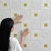 Azulejo de Pared de Espuma Texturizada CTZS Multicolor Cuadrado con Relieve Pegatina de Pared Estilo Rococó Suave de Lujo Autoadhesivo Absorbente de Sonido Anti-Impacto Para Renovación de Pared de Fondo de Dormitorio Salón 35x35cm